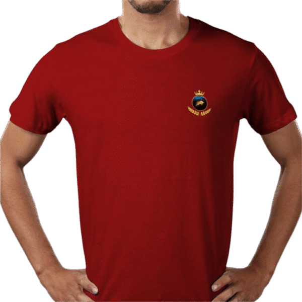 Premium Crown Crew Carmine T-Shirt Front View with Logo.